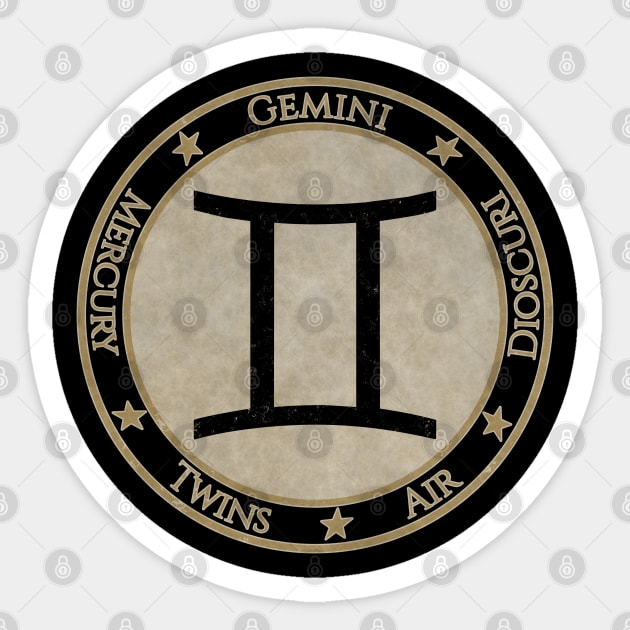 Vintage Gemini Zodiac Sign Horoscope Astrology Symbol
